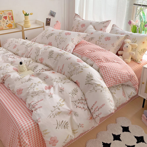 A类纯棉四件套100%全棉母婴级床上用品床单被套罩卡通宿舍三件套4 - 图2