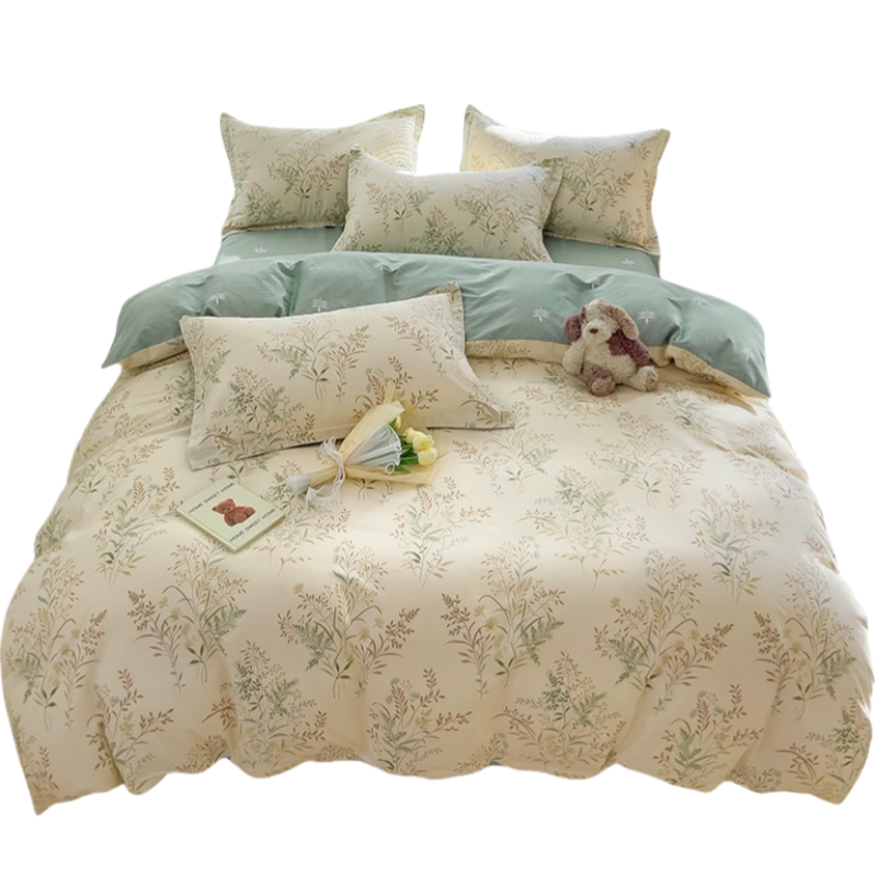 Four Seasons Pure Cotton Four-piece Set 100 Cotton Category A Maternal and Infant Grade Bedding Sheets and Quilt Covers Cartoon Dormitory Three-piece Set