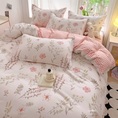 A类纯棉四件套100%全棉母婴级床上用品床单被套罩卡通宿舍三件套4 - 图0