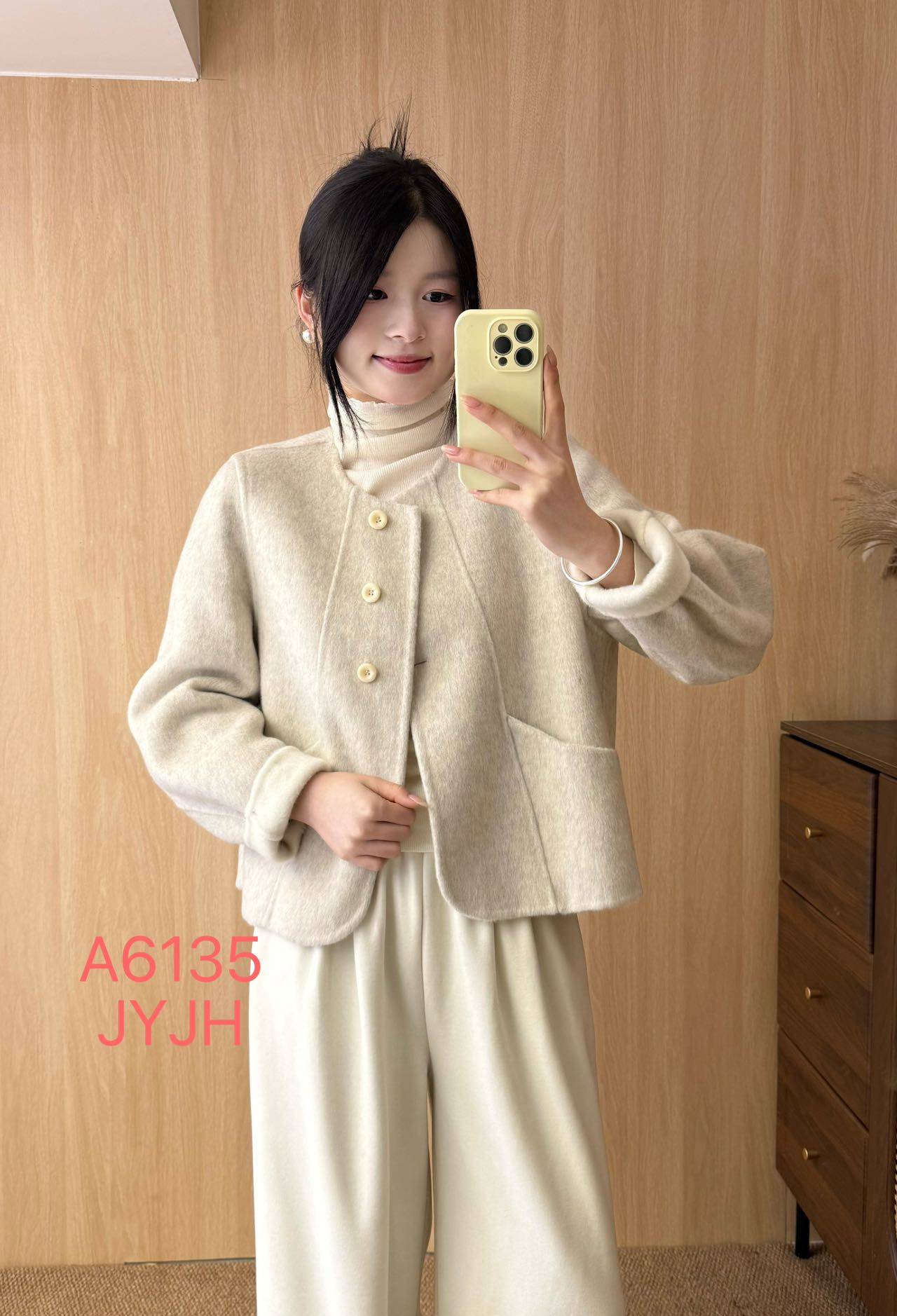 韩国2025新款三粒扣前短后长双面羊毛大衣女短款毛呢外套6135,淘宝优惠券,粉丝福利购,淘宝优惠卷