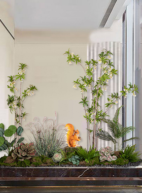 橱窗植物造景百合竹高级仿生绿植
