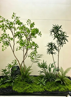室内枯山水仿真绿枫树室内造景