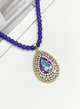 合金紫色水滴项链女士国风毛衣链长款秋冬饰品衣服配饰品
