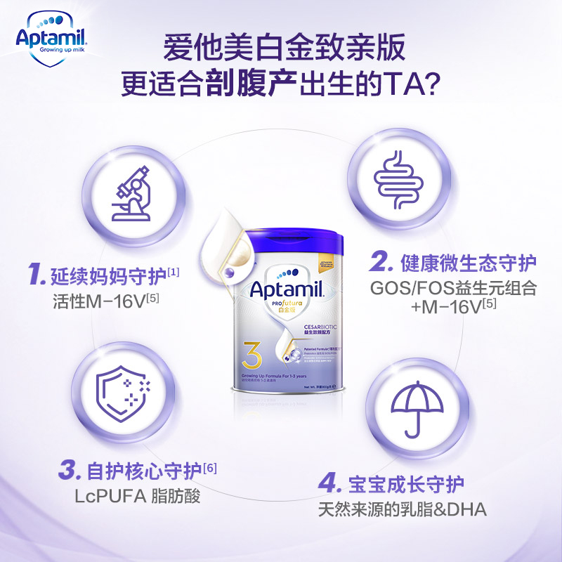 爱他美官方海外旗舰店[99%剖腹产妈妈推荐奶粉]爱他美白金香港致亲版3段 1-3岁900g单罐1