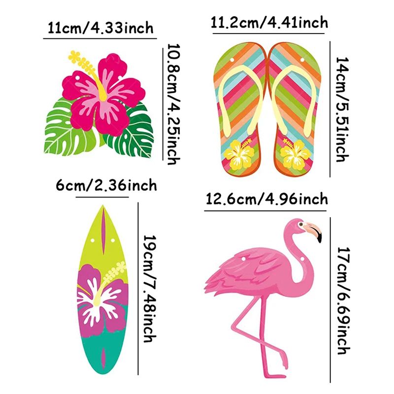 1set Hawaiian Decoration Banner Summer Beach Garlands Flamin - 图1