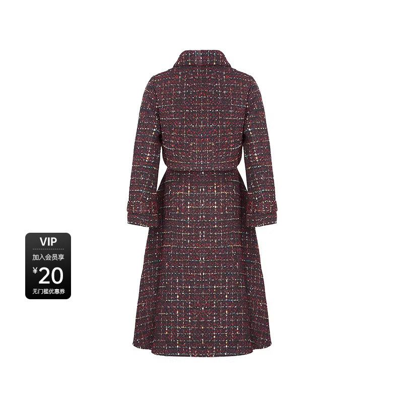sdeer圣迪奥冬季女装小香风格纹外套连衣裙套装S224Z1434,淘宝优惠券,粉丝福利购,淘宝优惠卷