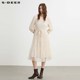 sdeer圣迪奥女装25年新品时尚圆领收腰网纱连衣裙S254Z1201