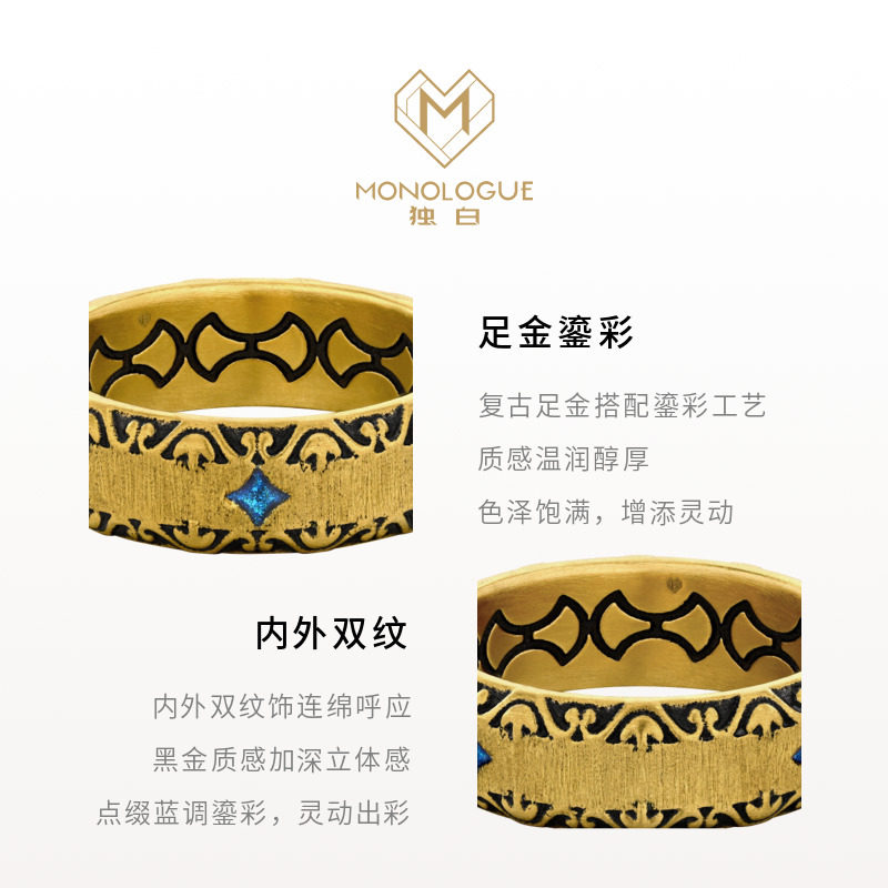 MONOLOGUE Monologue Atlantis Deep Sea Starburst Pattern Retro Gold Gilt Ring