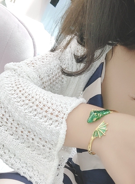 ins珐琅釉不对称小恐龙开口手镯