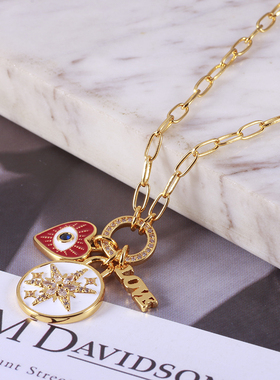 女星芒圆盘恶魔之眼项链