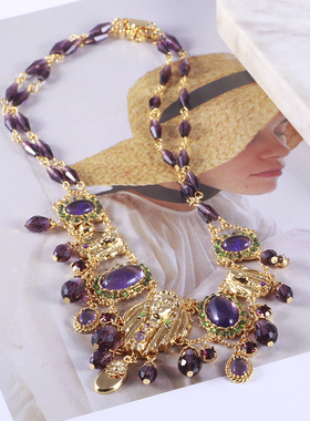 中古气质流苏多层复古晚宴项链