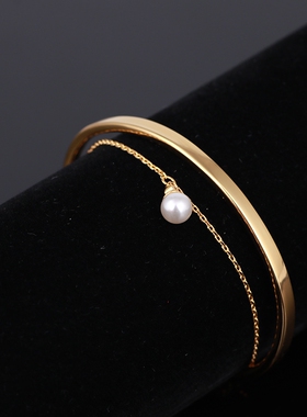 优雅金属双层细款混搭风珍珠链条