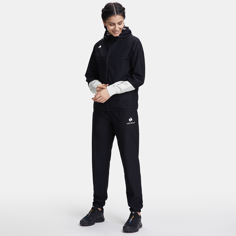 hotsuit后秀暴汗套装2025冬季女士运动健身房锻炼跑步长款连帽y - 图2