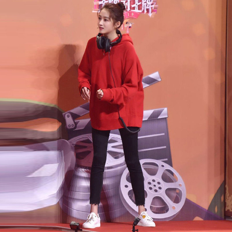 明星黑色女高腰显瘦小脚百搭牛仔裤 棉瑕牛仔裤