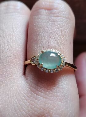 福利纯天然A货翡翠戒指女款冰晴水925纯银镶嵌活口可调送女友礼物