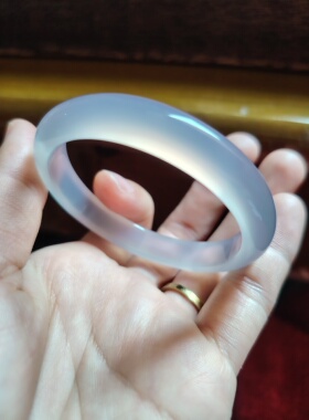 51圈口天然无烧无染色灰紫色玉髓手镯玛瑙玉镯女友生日礼物