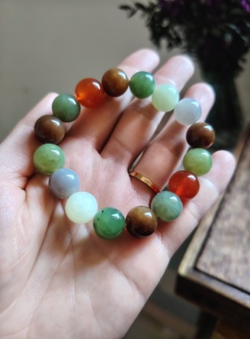 清仓亏出天然原矿原色无烧无染色和田玉手链多宝