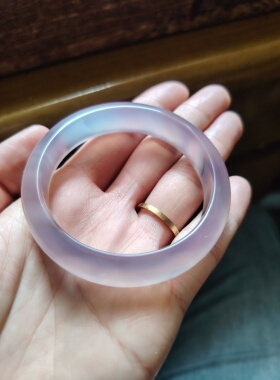 51圈口天然无烧无染色芋泥波波紫玉髓手镯女灰紫玛瑙玉镯生日礼物