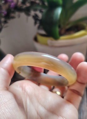 特惠52圈口无烧无染色巴西玛瑙手镯女款冰种玛瑙手镯宽版镯子