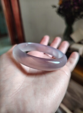 54-55圈口天然原色无烧无染色玉髓手镯送女友闺蜜生日礼物