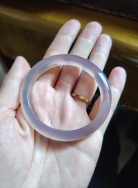 50-51圈口天然无烧无染色灰紫色玉髓手镯玛瑙玉镯女友生日礼物