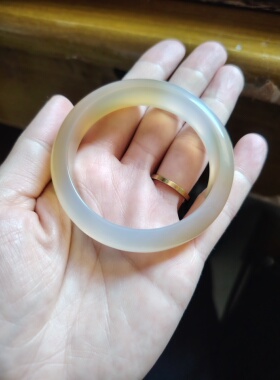 51圈口天然原色无烧无染色马料玉髓手镯女送礼玉镯子玛瑙手镯