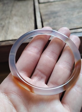 54圈口天然原色无烧无染色马料玉髓手镯强荧光飘花玛瑙包邮