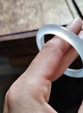 50-51圈口天然无烧无染色玛瑙玉髓手镯白月光荔枝冻开口猫爪玉镯