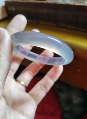 51-52圈口天然无烧无染色灰紫色玉髓手镯玛瑙玉镯女友生日礼物