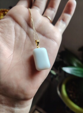 天然和田玉吊坠锁骨链镶嵌s925银贴片配件设计气质优雅男女生款式