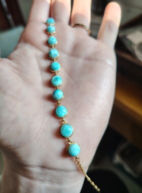 天然原矿海纹石手链925银镶嵌女款时尚个性简约百搭饰品礼物