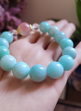 12.7mm无烧无染色无酸洗百分百原色天河石手链设计款定制女手饰