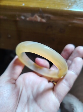 50圈口天然原矿原色无烧无染色玉髓手镯蜜糖色玛瑙手镯情人节礼物