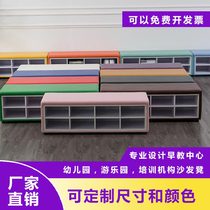 Early education center sofa stool training institutions waiting areas for shoe-changing stool dance class Kindergarten strip soft bag shoe cabinet