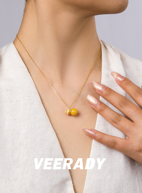 薇拉蒂S925纯银天然蜜蜡吊坠