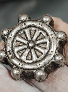 纯铜渡银船舵方向盘出入平安一帆风顺手链绳男女手工隔串珠吊坠