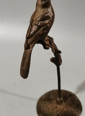 茶道铜艺铜茶宠纯实心铜雕小鸟香插小摆件海外回流铜器古玩小铜件