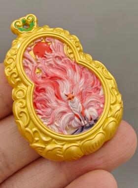 五台新款十二生肖唐卡九尾狐唐卡吊坠招财招桃花项链好运情侣双面