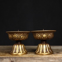 Pure copper candle holder A pair of Lotus Eight Treasure Wax Terrace Candleholder furniture Decorative Items Ancient Play Bronze Ware Collection Wax Candle Holder