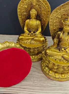 西方三圣仿古地藏王释迦牟尼佛像家居供奉三尊整套发货