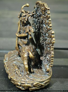 缘生佛具尼泊尔铜鎏金十二臂象鼻财神藏式居家摆件家用饰品