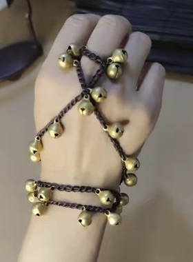 创意手链民族风饰品镀铜首饰印巴铃铛手镯泰国特色绳编饰品