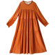 Literary orange polka dot long sleeve dress for women in spring