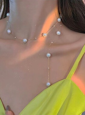 一款多戴珍珠项链女轻奢小众设计高级感小清新甜美简约时尚项链
