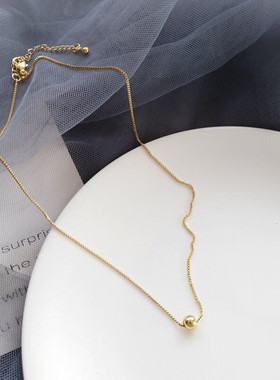 韩国个性金色金属小金珠项链女 简约气质网红潮人颈链短款锁骨链