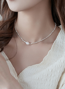 碎银几两淡水珍珠项链轻奢小众女款高级锁骨链女2023新款爆款颈链