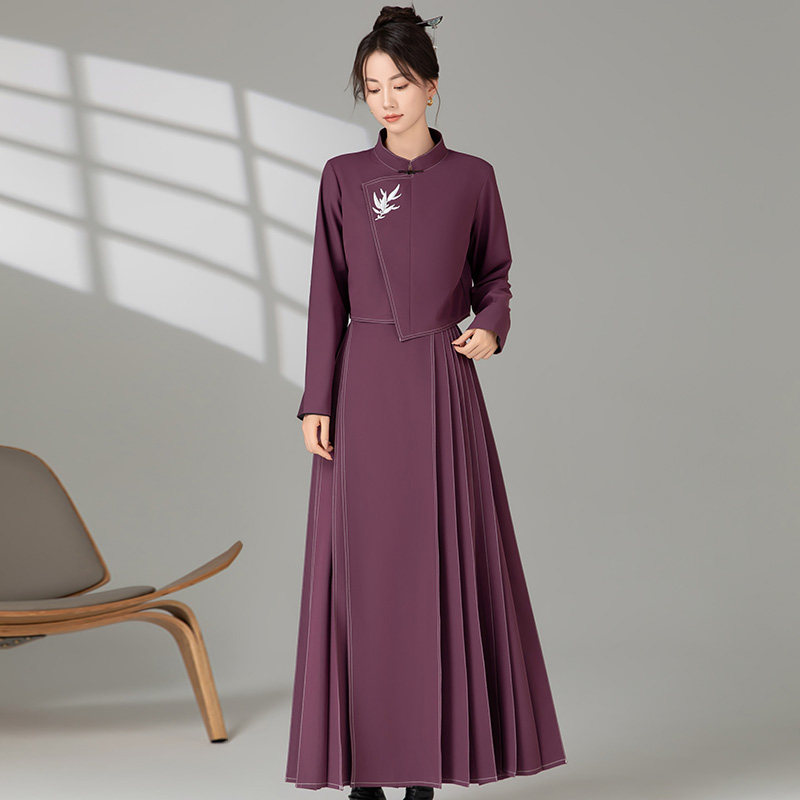 叶央黑色汉服元素国风新中式拉链马面裙套装春季纯色刺绣立领外套,淘宝优惠券,粉丝福利购,淘宝优惠卷