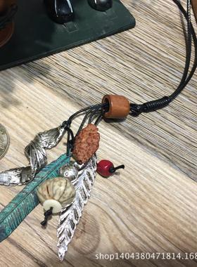 例外手工文艺风长款木质毛衣链