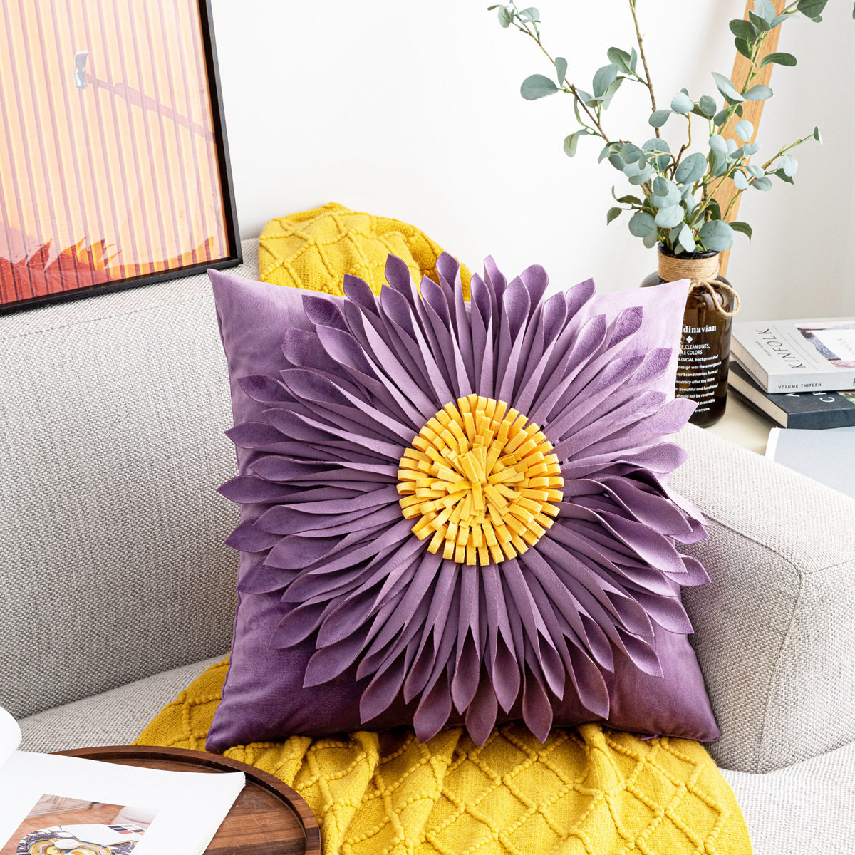 沙发抱枕紫色公主风花朵抱枕套办公室沙发靠枕网红ins风床头靠套,淘宝优惠券,粉丝福利购,淘宝优惠卷