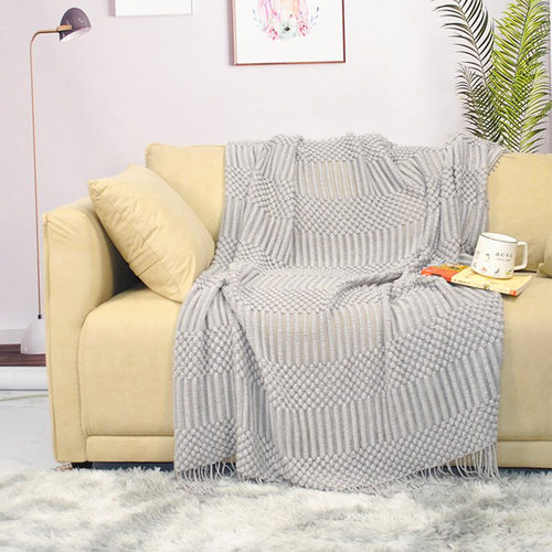 2023新款泡泡毯复古轻奢毛线毯子针织毯床尾毯床搭沙发床尾巾盖毯 - 图1